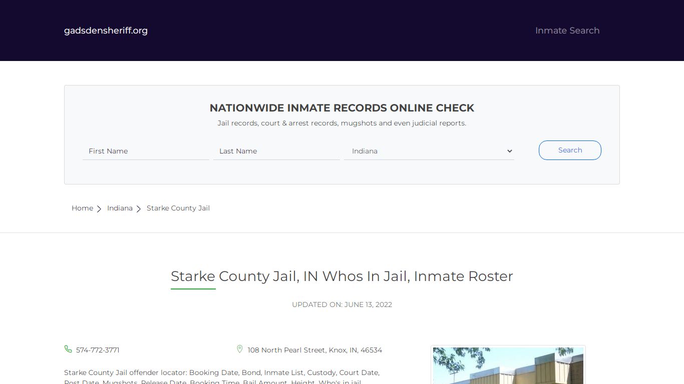 Starke County Jail, IN Inmate Roster, Whos In Jail